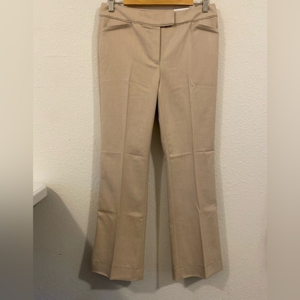 WHBM Tan Boot Cut Flare Pants with Tailored Fit